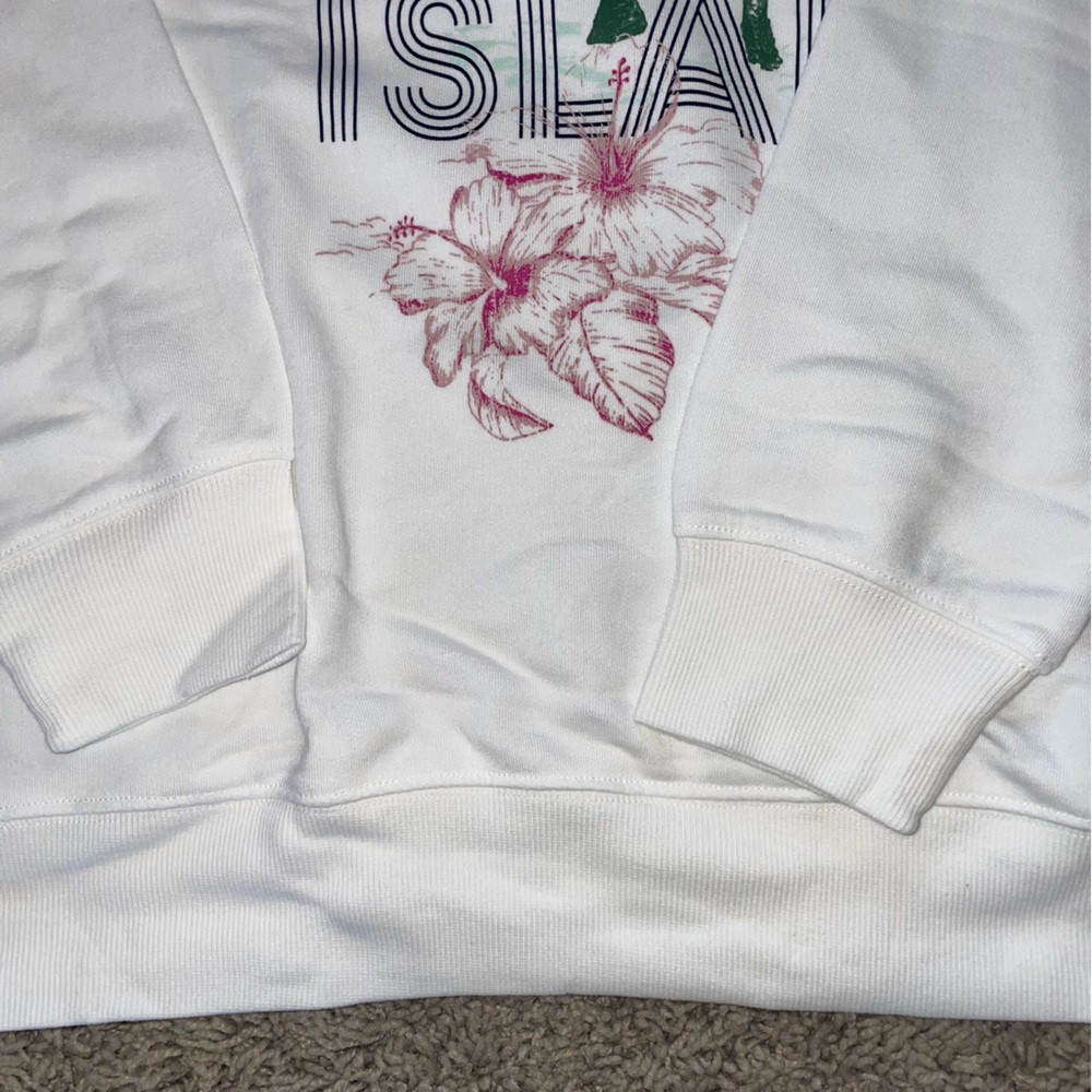 Lou & Grey On Island Time Sweatshirt White Graphics Size Medium - Picture 4 of 9